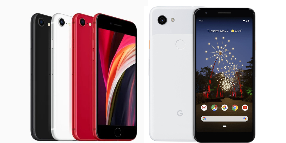 Apple iPhone SE 2020 ak Google Pixel 3a