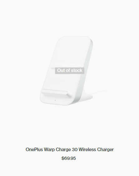 OnePlus Warp Charge 30 draadlose laaier is nie op voorraad nie