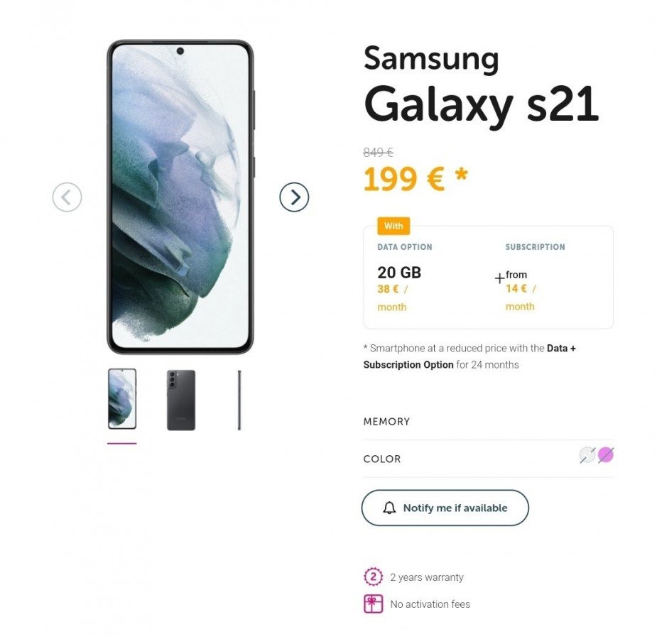 Samsung Galaxia S21 prezioa