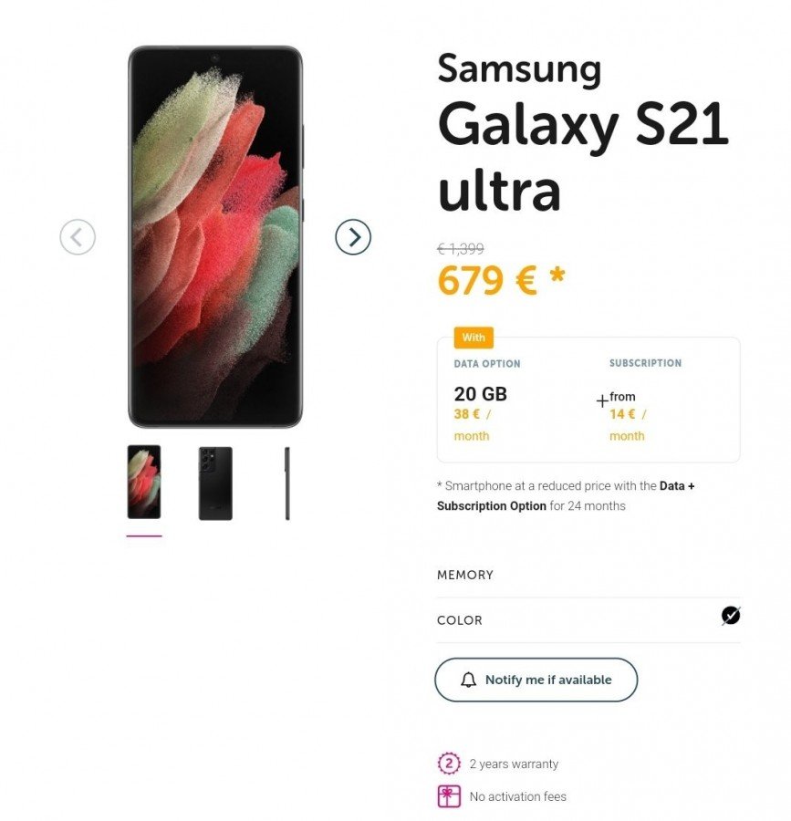 Samsung Galaxy S21 Ultra prezioa