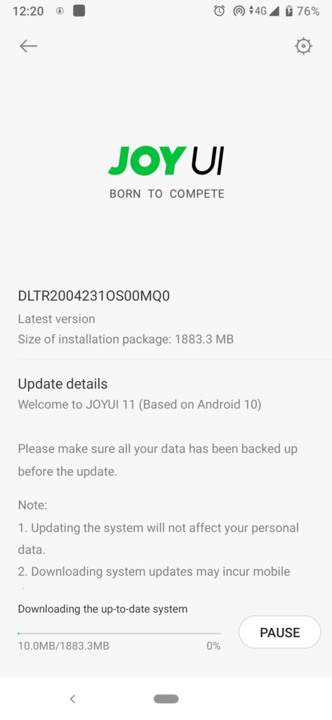 ബ്ലാക്ക് ഷാർക്ക് 2 പ്രോ ജോയ് യുഐ 11 Android 10 അപ്‌ഡേറ്റ്