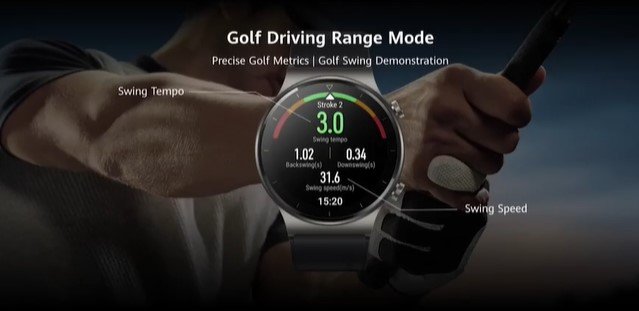 „Huawei Watch GT 2 Pro Golf“ vairavimo diapazono režimas