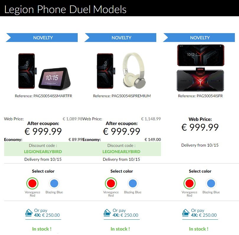 Игровой телефон Lenovo Legion Duel дебютирует в Европе за 999 евро
