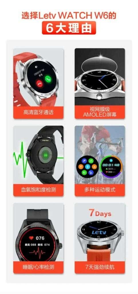 Letv Watch W6 Smartwatch-Spezifikationen