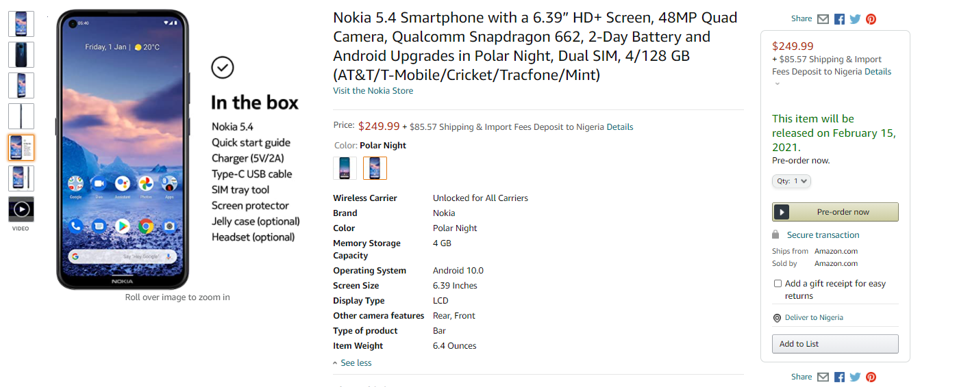Nokia 5.4 SAD