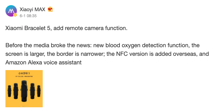 Xiaomi Mi Band 5 Leak