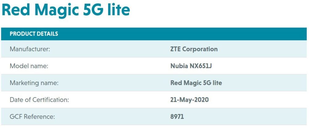 Nubia Red Magic 5G Lite