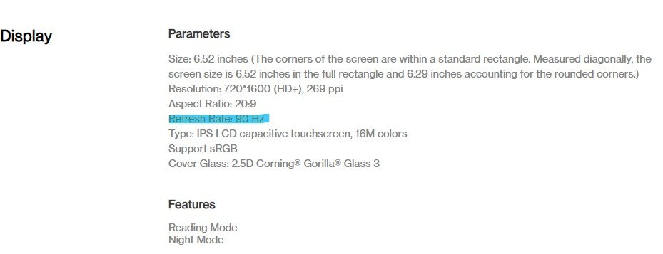 Спецификации на екранот на OnePlus Nord N100