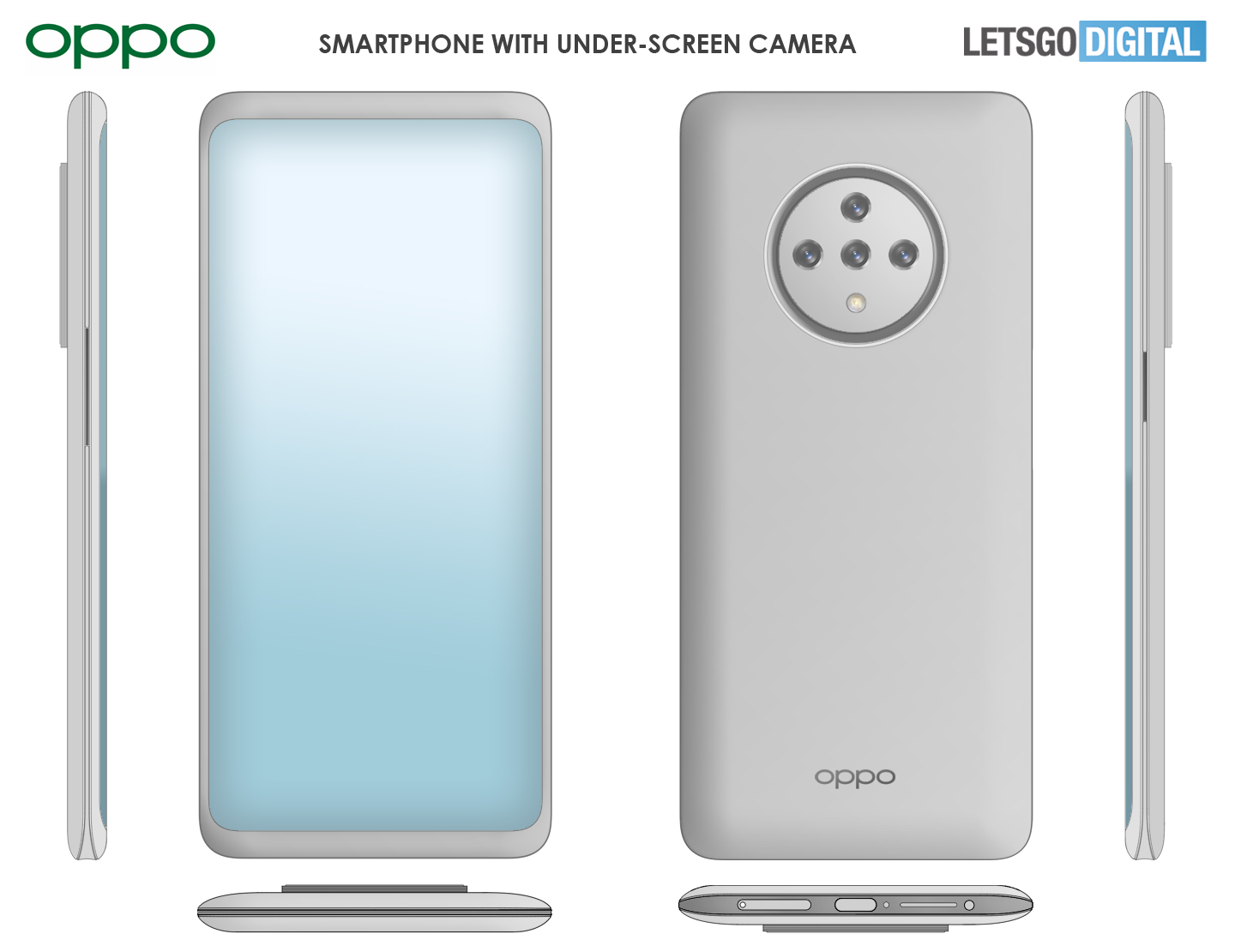 OPPO дисплей камерасының астында смартфон дизайны патенті 02