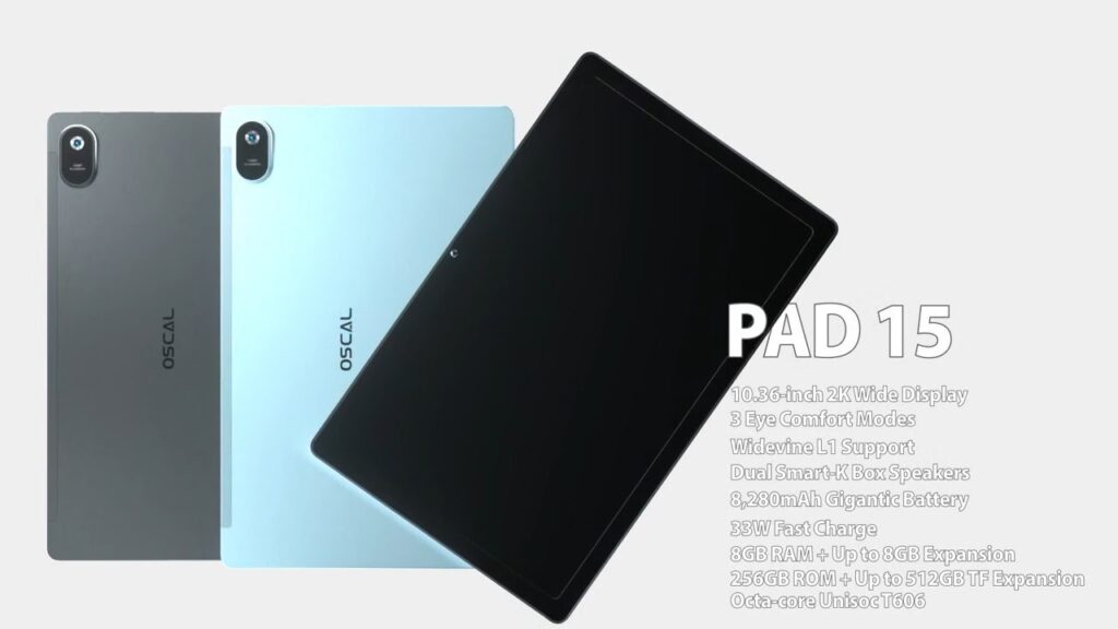 Tablet OSCAL Pad 15 - warna sareng ciri anu béda