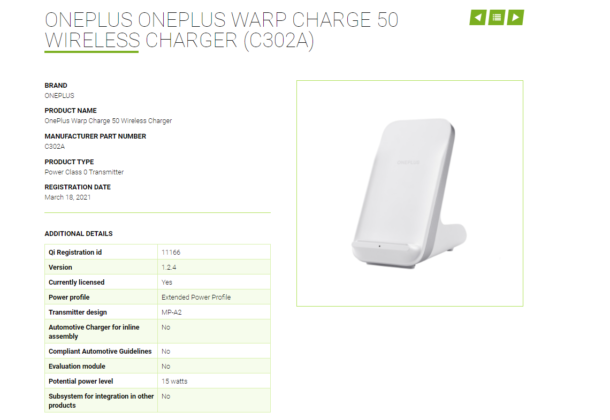 OnePlus Warp Charge 50 þráðlaus hleðslutæki WPC.jpg