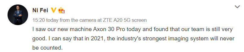 ZTE Axon 30 Pro topnotch cameras