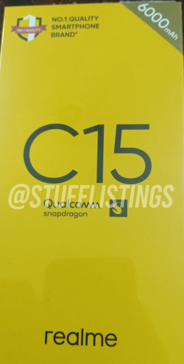 Realme C15s रिटेल पैकेज लीक हुआ शॉट