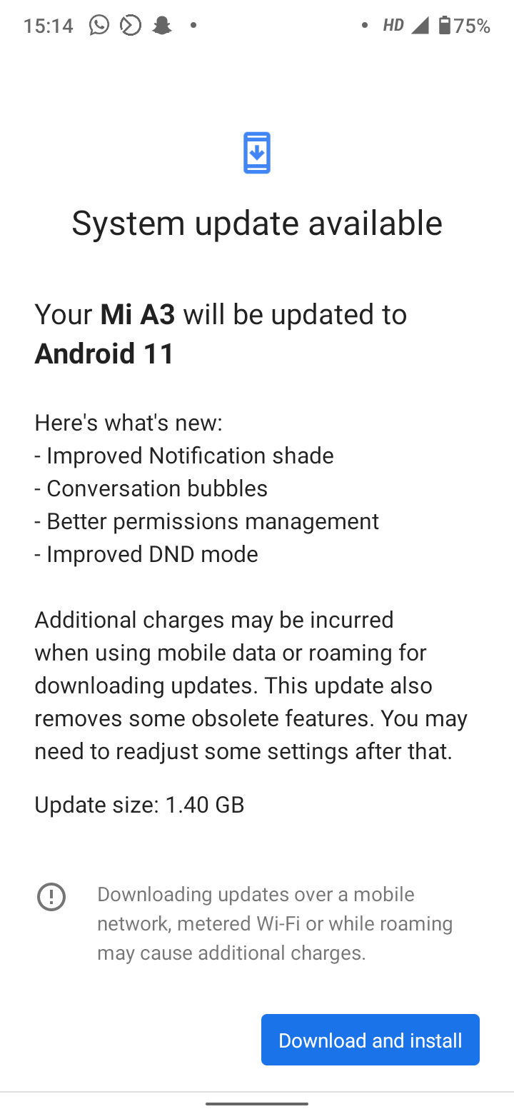 Xiaomi Mi A3 Android 11 хишти сахтро навсозӣ мекунад