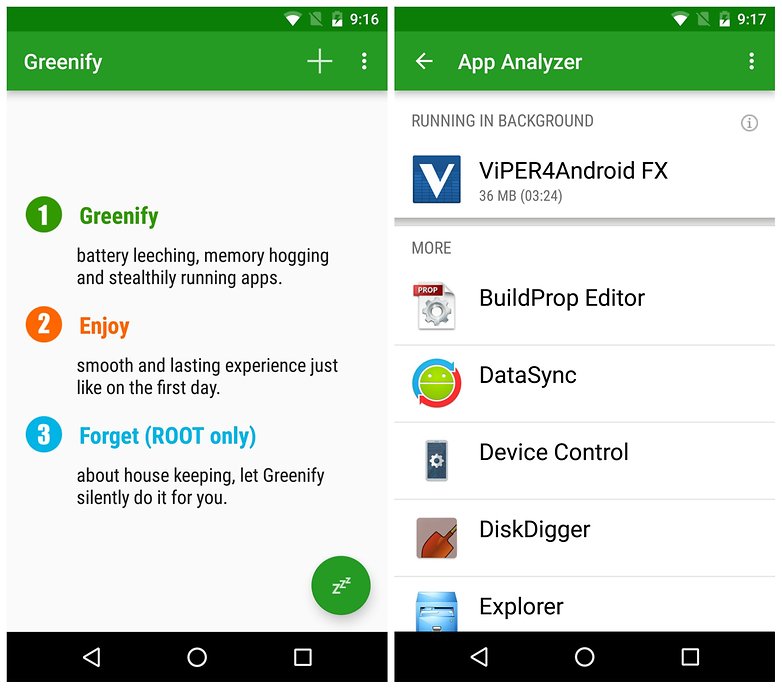 cov hauv paus apps Greenify