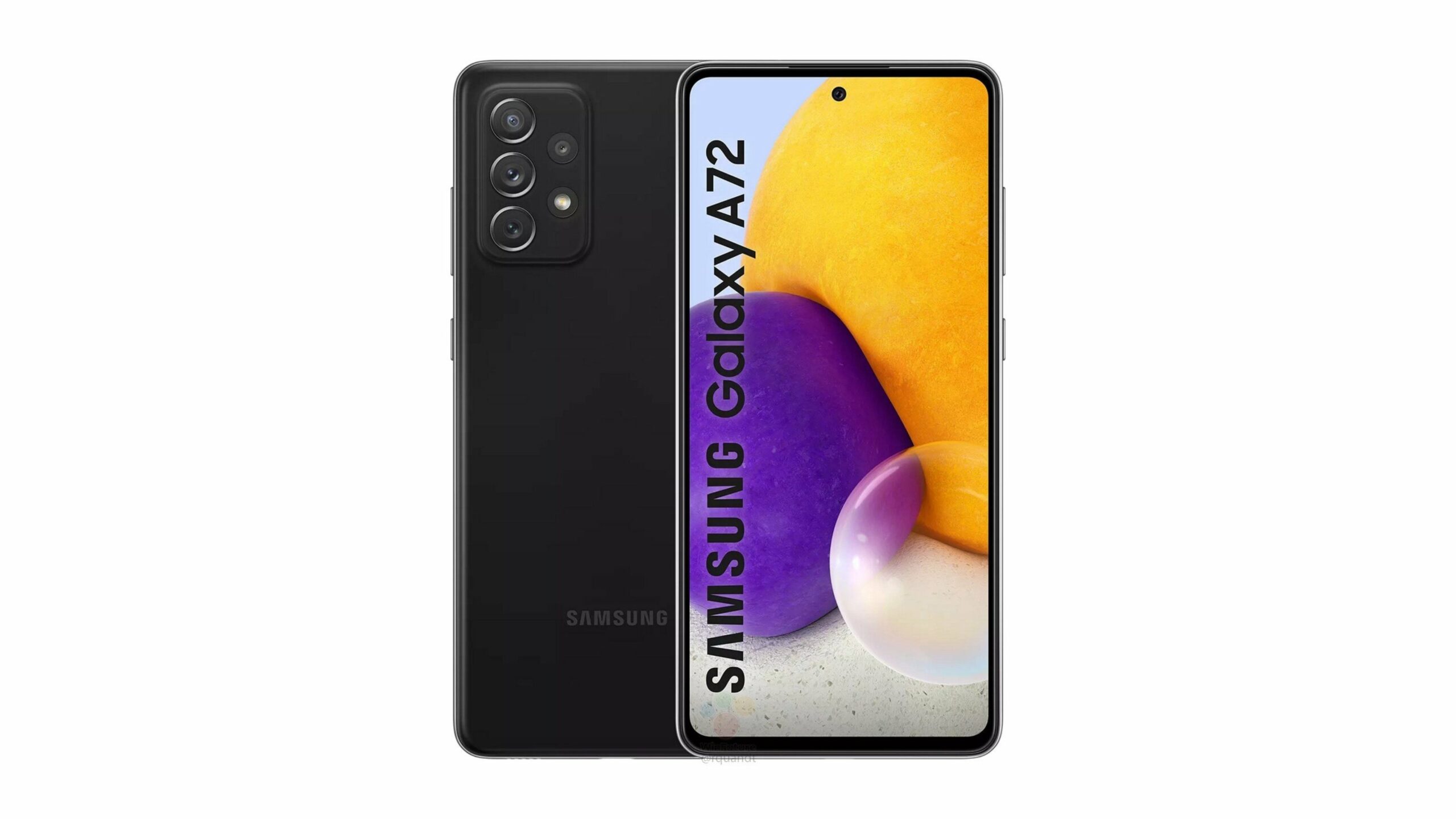 Samsung Galaxy A72 4G Black Render Leak O loʻo faʻaalia