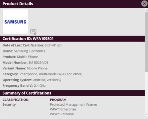 I-Samsung Galaxy E02