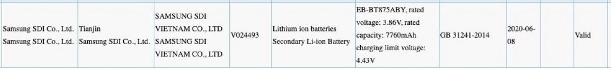 Samsung Galaxy Tab S7 battery 3C
