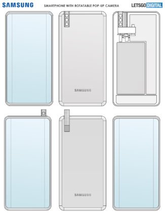 Samsung Rotatable Pop-up Kyamarar Smartphone Design Patent 01