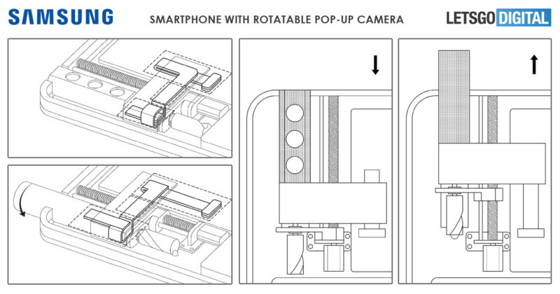 Samsung მბრუნავი pop-up კამერა სმარტფონის დიზაინის პატენტი 02