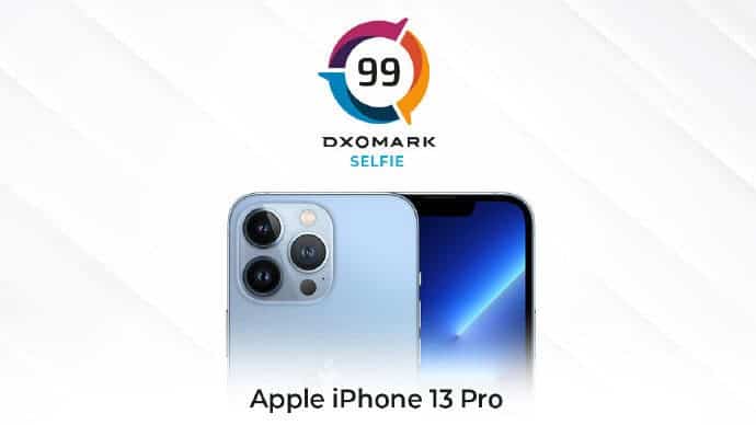 Fotocamera selfie iPhone 13 Pro - Benchmark DXOmark