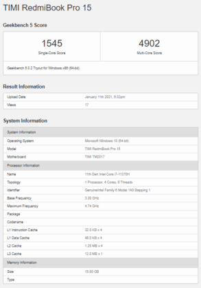 RedmiBook Pro 15 Intel Core i7