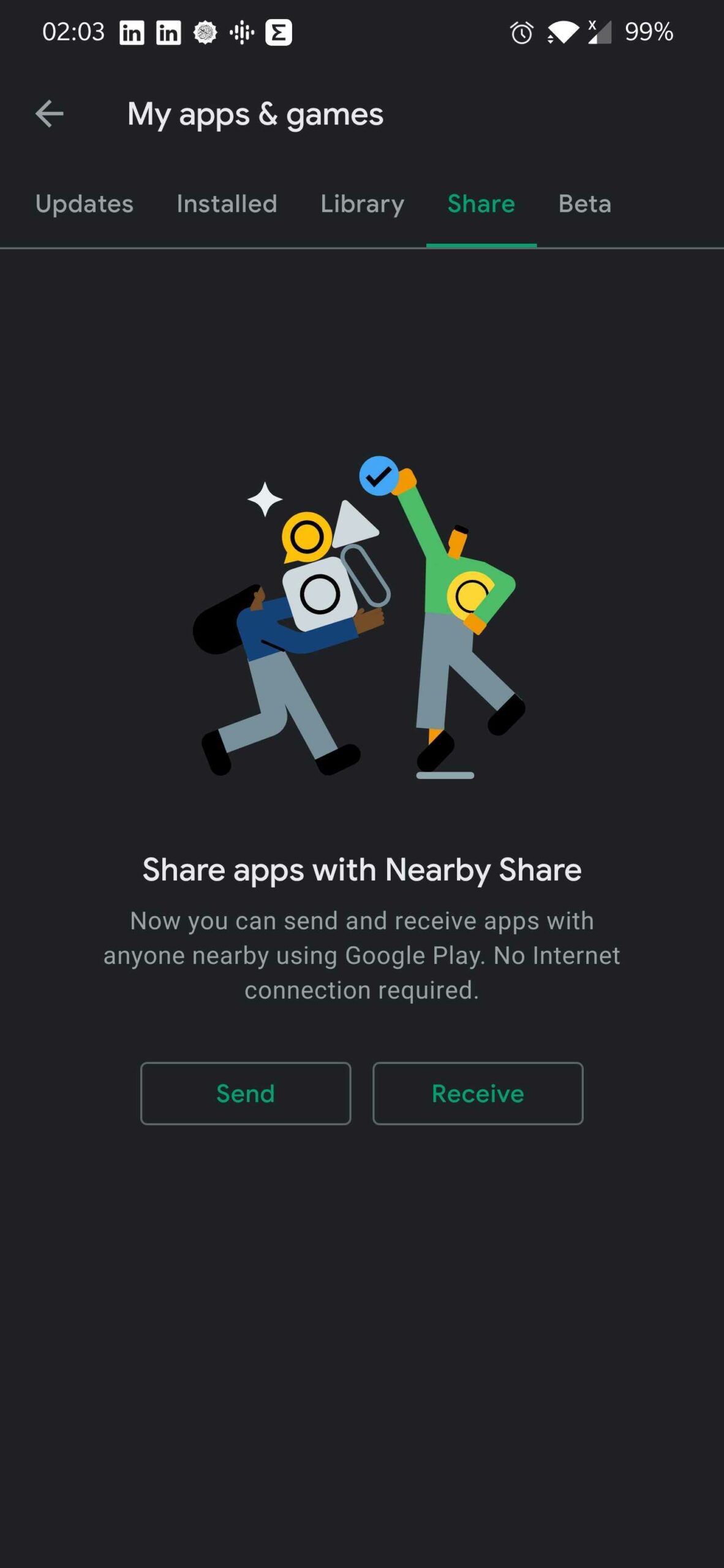 Deelt Apps mat Nearby Share