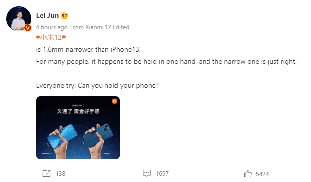 Xiaomi 12 contre iPhone 13