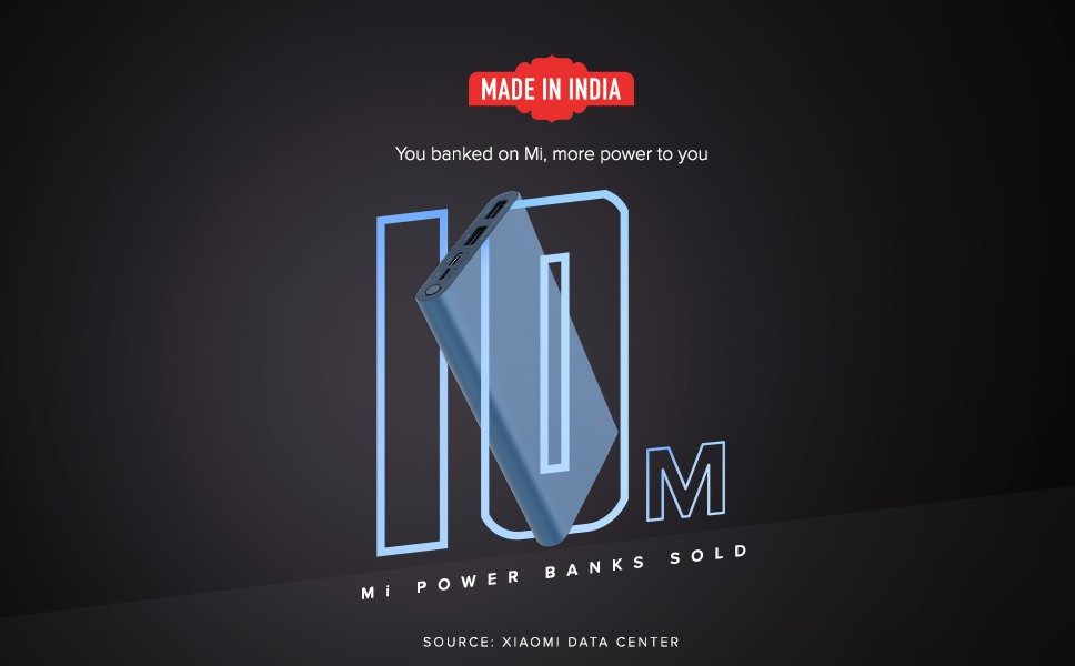 Xiaomi Ražots Indijā Mi Power Banks 10 miljoni pārdoto vienību