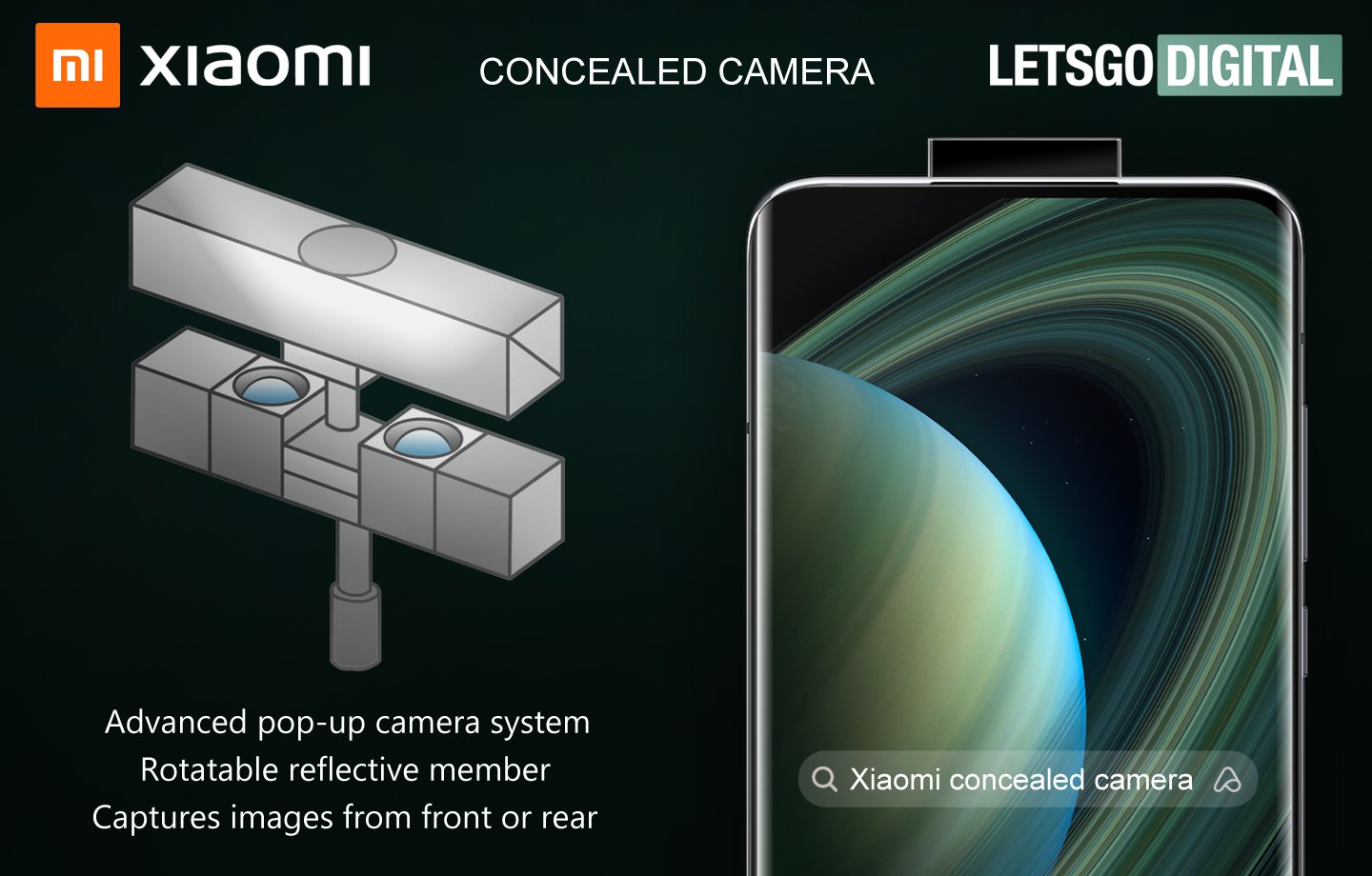 Xiaomi popup-kamera med reflekterande spegelpatent