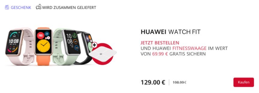 Cuimsíonn orduithe Huawei Watch Fit, Watch GT 2 Pro agus FreeBuds Pro sa Ghearmáin scálaí saor in aisce