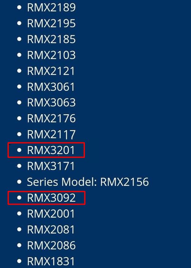 Realme RMX3092 және RMX3201 BIS сертификатталған